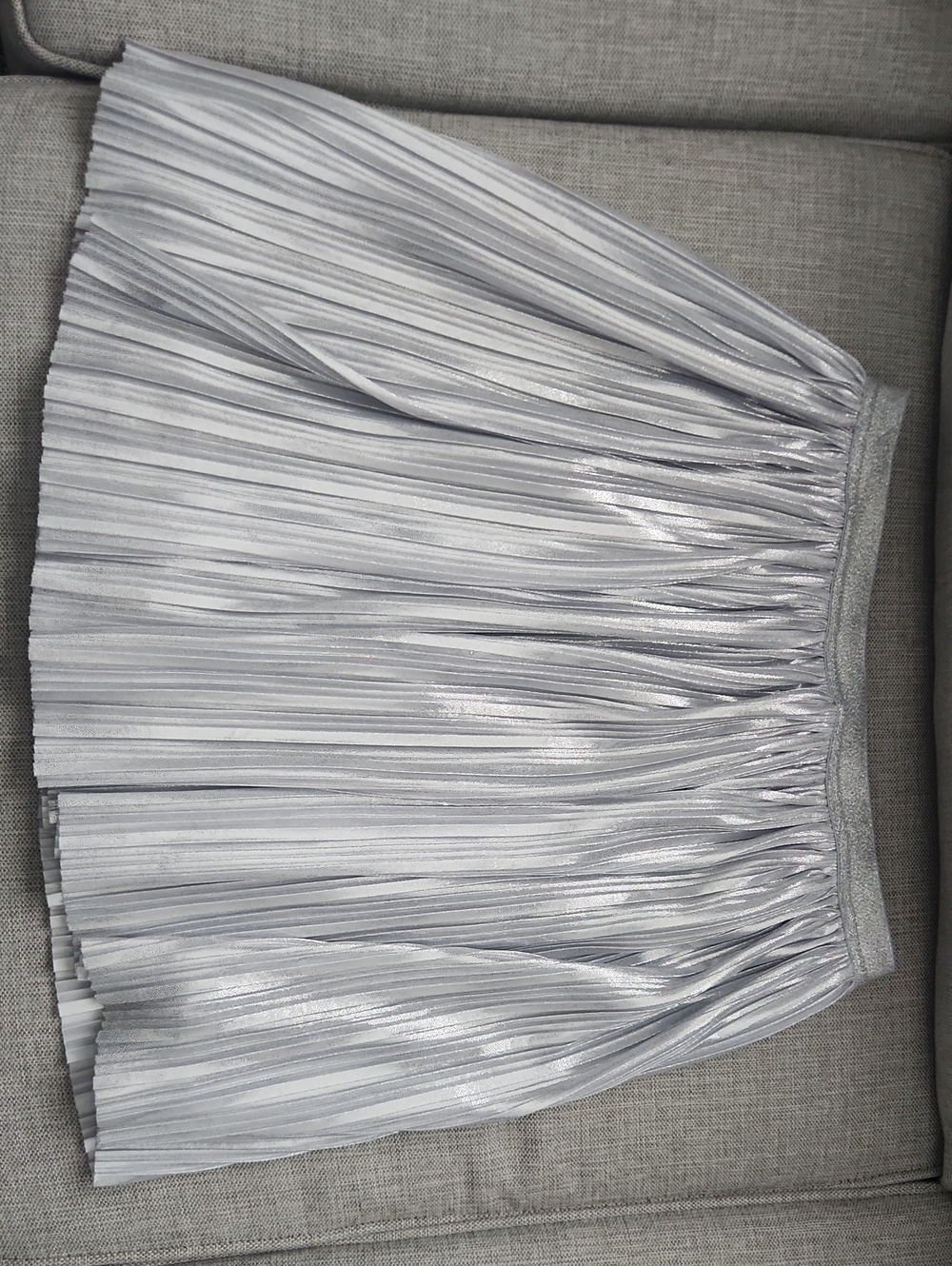 L 14 16 Epic Threads Silver Grey Glitter Shimmer Accordian Elastic Waist Skirt
